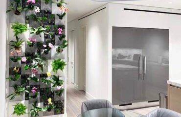 plant wall with ceramic wall mounted planters