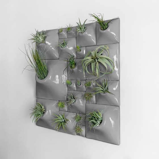 light gray ceramic wall planters for plant wall