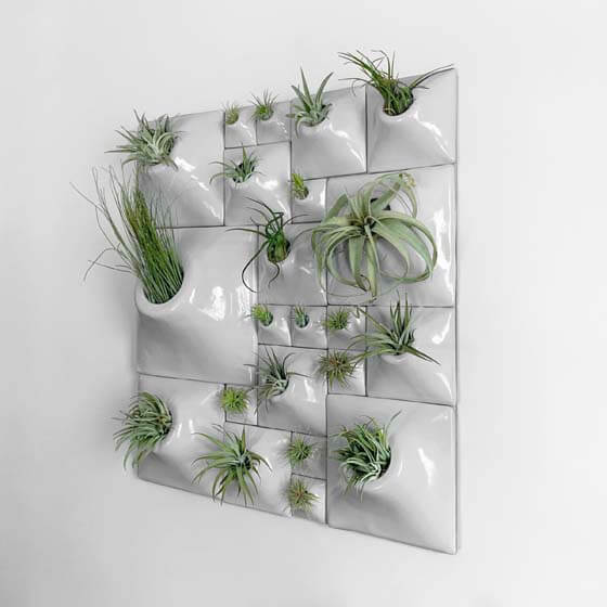 light gray ceramic wall planters for green wall