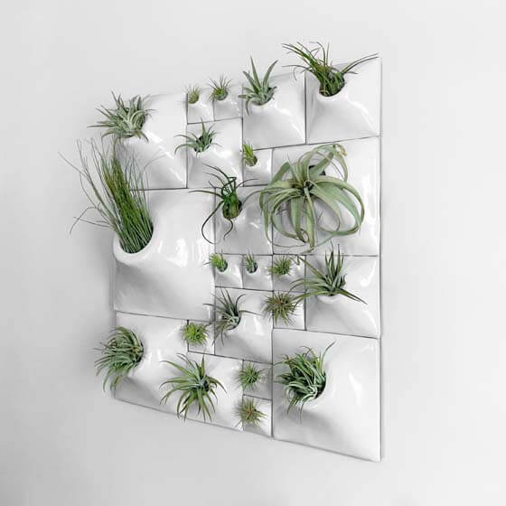 white ceramic wall planters for green wall