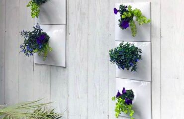 white ceramic outdor wall planters