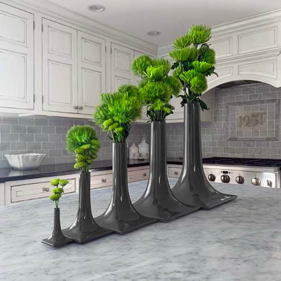 gray ceramic vase set tablescape